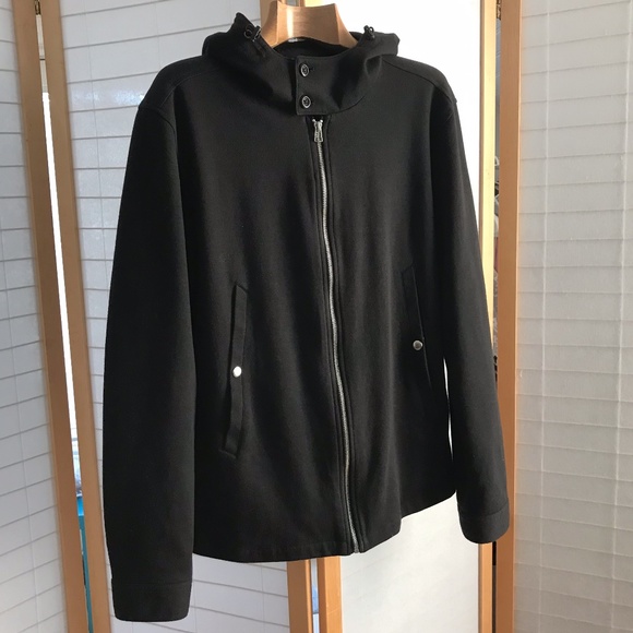 Five Four Other - Five Four Sz L Shacket zip front "Caulfield Jacket" black hooded jacket